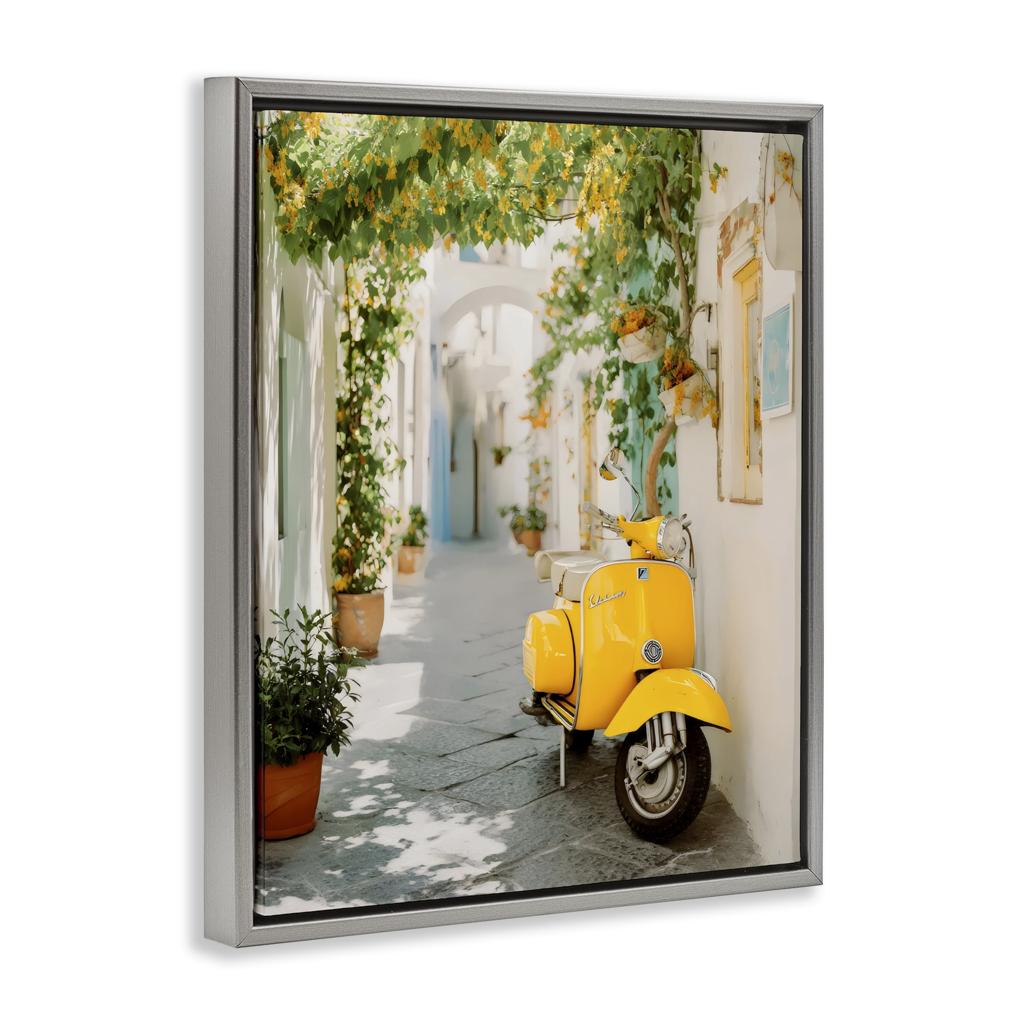 Stupell Industries Vacation Ride Through Alley Gray Framed Floater Canvas Wall Art, design by Franklyn Gregory