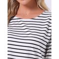 thumbnail image 5 of DARING DIVA Pajama Striped Cotton Long Sleeve Crew Neck Sleep Shirts XL White Striped, 5 of 7