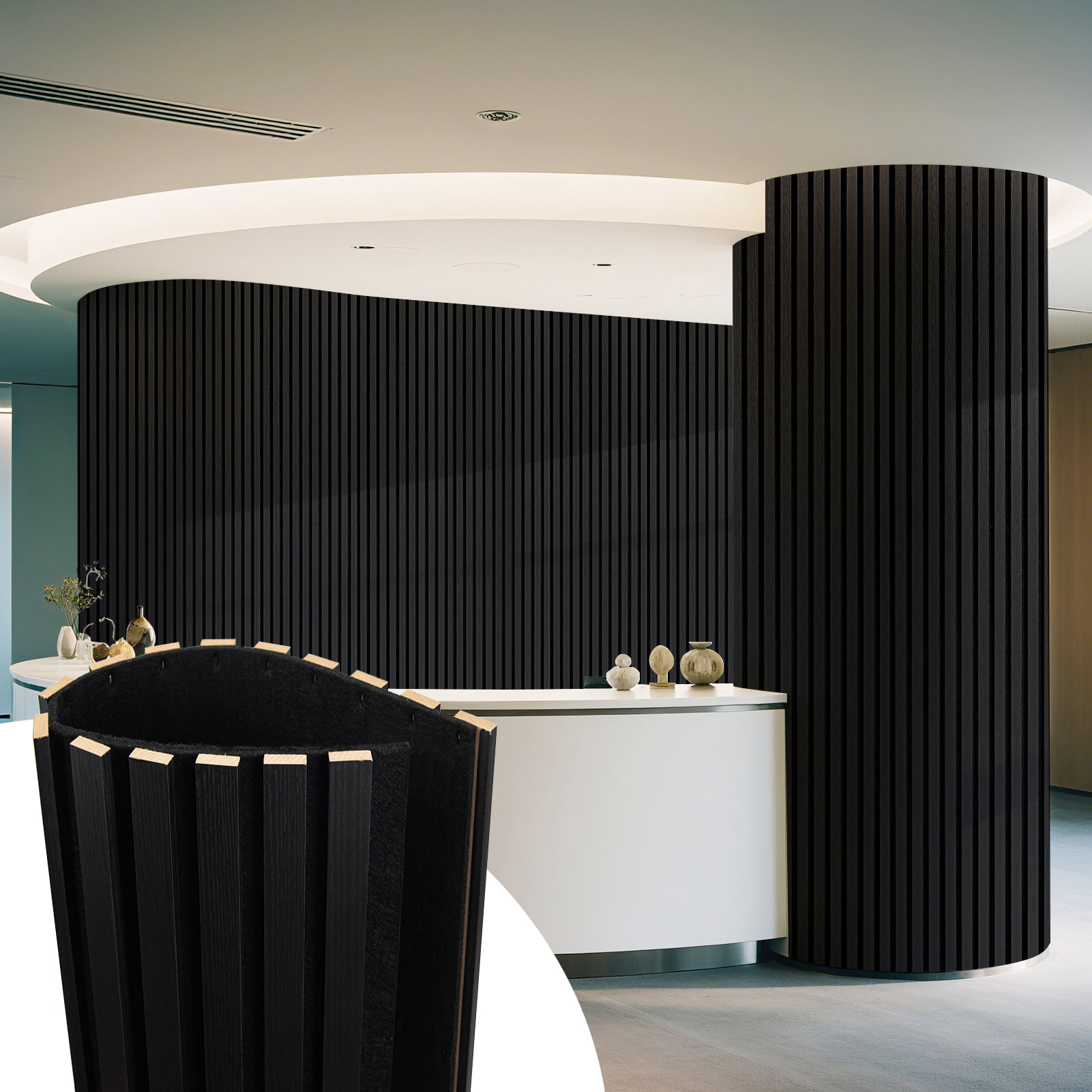 2 Pcs 95.3'' x 23.8'' 3D Slat Wall Paneling,Sound Absorbing Wall Panls for Living Room,Curved Wall Décor(30.9 sq.ft./Case)