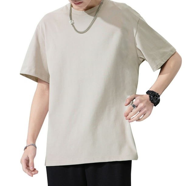 Camiseta hombre Camiseta de manga corta para hombre Camisetas de algodon solido con cuello redondo Abody Medio Bodega Aurrera en linea