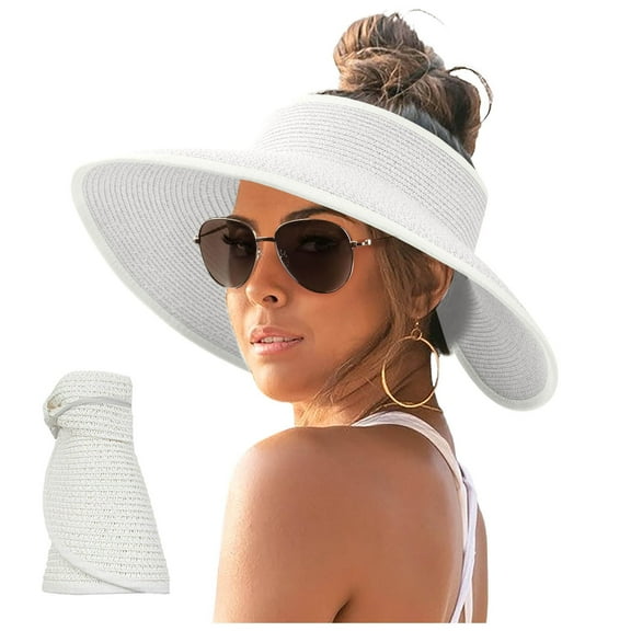 TYGHBN Lanyard Summer Hats for Women Foldable Hiking Hat for Men Womens Sunshade Hat Korean Edition Women Open Top Big Sunscreen Sun Hat No Top Foldable Hat
