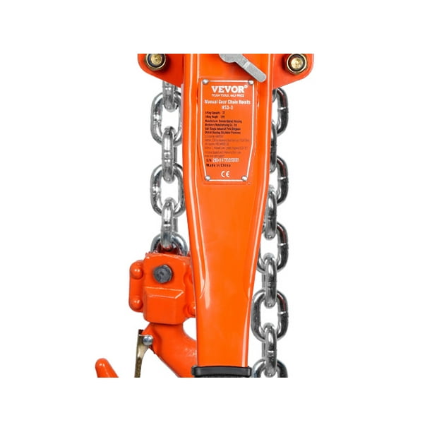 Polipasto de cadena de palanca manual VEVOR 3 toneladas 6600 libras 20 pies acero al carbono galvanizado G80 con freno de doble trinquete Weston