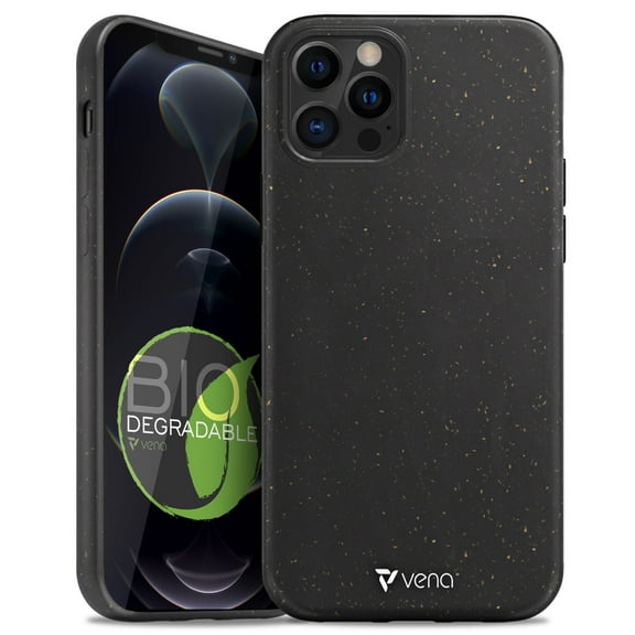 Vena ECO Biodegradable Case Compatible with Apple iPhone 12/12 Pro (6.1"-inch), (Biodegradable TPU, Drop Proof) Eco-Friendly Slim Protective Case Cover - Black