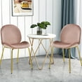 thumbnail image 2 of Costway Set of 2 Velvet Accent Chairs Dining Side Chairs w/Gold Metal Legs Pink, 2 of 10