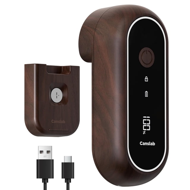Canslab Turbo Rechargeable Can Opener - Professional Grade Blade, Auto-Stop, LED Battery Life Display, Wall-mountable, Side Cut Electric Can Opener f