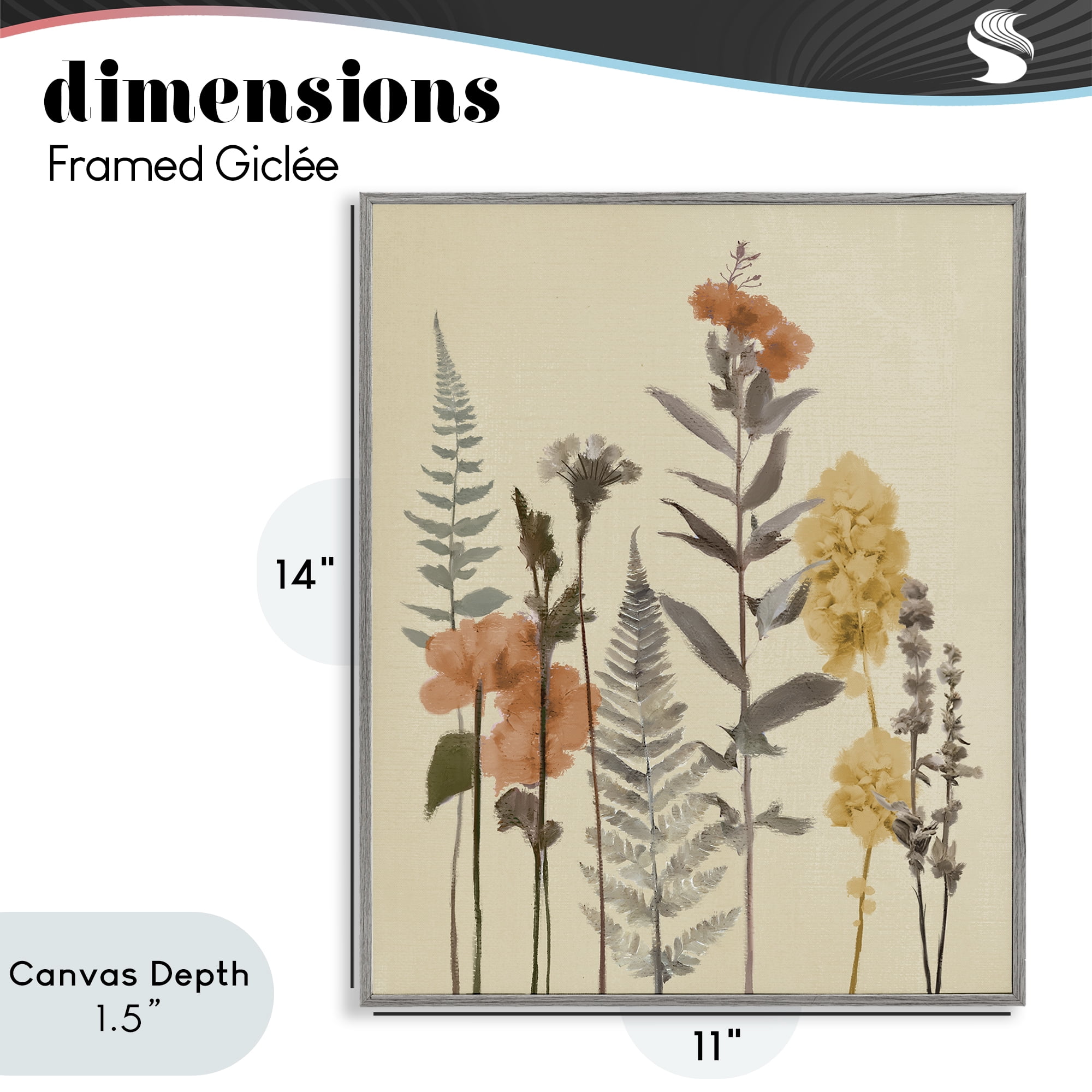 Stupell Industries Fall Botanicals Fresh Ferns Gray Framed Giclee Art, design by Elizabeth Medley