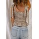 thumbnail image 1 of ABPHQTO Chaleco de mujer caqui con estampado floral y tiras anudadas con peplum fruncido, 1 of 5