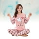 thumbnail image 3 of EeaseMX Conjunto de 2 pijamas de manga larga con cuello redondo y estampado de gato de dibujos animados para mujer, ropa de dormir de otoño, ropa de estar por casa de algodón, talla M, 3 of 7