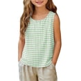 thumbnail image 2 of Mifsaly Girls Plaid Tank Tops Toddler Kids Casual Crewneck Sleeveless Blouse Lightweight Breathable Vacation Beach Everyday Summer Outfits, 2 of 8