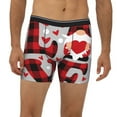 thumbnail image 2 of Salouo Buffalo Plaid Love And Gnome Pattern Men's Boxer Briefs, Soft & Breathable Underwear Elastic Waistband Briefs for Men,1-Pack, 2 of 7