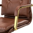 thumbnail image 4 of Modern Vegan Leather Home Office Task Chair Computer Desk Upholstered Tufted Mid Back Armrest Swivel Adjustable Workstation Brown, 4 of 11