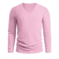 thumbnail image 3 of Men's Casual Solid Color V Neck Pullover Shirt Faddish Long Sleeve Soft Casual Basic T Shirts Lightweight Slim Fit Sports Shirt, 3 of 7