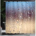 thumbnail image 2 of Rain Shower Curtain, Close Up Rain Drops on Glass Natural Sprays Sphere Contrasting Colors Picture, Fabric Bathroom Set with Hooks, 69W X 75L Inches Long, Blue Tan Brown, by Ambesonne, 2 of 4