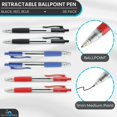 thumbnail image 2 of Xianlin Stylo à Bille Rétractable, Pointe Moyenne, 1.0mm, 12 Noir, 12 Bleu & 12 Rouge, Lot de 36, 2 of 4