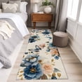 thumbnail image 4 of Runner Rug 2'x6', Vintage Blue Floral Washable Non-Slip Hallway Runner Rugs, Butterflies Watercolor Flower Linen Bedside Rugs Floor Mats Carpet Runners for Kitchen Bathroom Laundry Room, 4 of 8