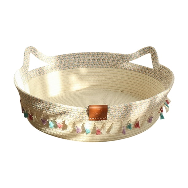 Cama tejida a mano para gatos, cama para perros pequeños, decoración elegante y versátil para el hogar, nido para jugar, tapete rascador para gatos de M
