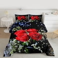 thumbnail image 2 of Homewish Red Flower Floral Full Size Comforter Sets, Valentines Day Rose Bedding Comforter Set, Teens Adult Women Men Reversible Bedding Sets, Breathable Home Decor, 3 Pieces, 2 of 8