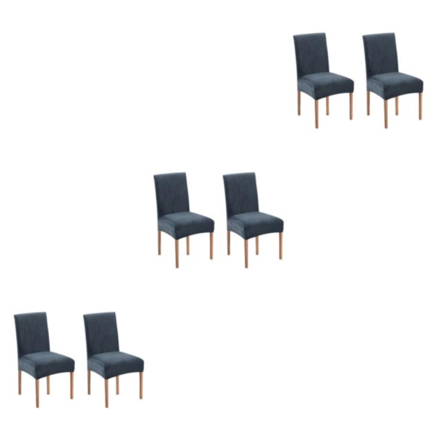Youkk 2pcs/set Dirt-proof Velvet Chair Covers - Exquisite Craft Elastic Belt Machine Washable Dining Room Misty Blue 2 pcs 3Set