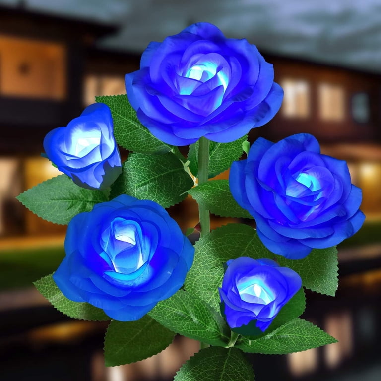 Rirool Solar Rose Flower Lights, Set of 5, LED Garden Stakes photo 2