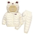 thumbnail image 2 of Esaierr Baby Boys Girls Ears Hooded Puffer Down Jacket Coat with Pants Set 2PCS Winter Cotton Jacket Clothes Set for 12M-5Y, 2 of 5