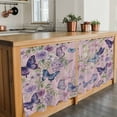thumbnail image 6 of Pink Flowers Tier Curtains 36 Inch Length, Spring Floral Purple Butterflies Farmhouse Cafe Short Curtains for Bathroom Over Sink, Small Kitchen Curtain Light Filtering Drapes 2 Panels 27.5"Wx36"L, 6 of 8