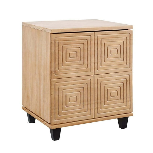 Benjara Hensley 22 Inch 2 Drawer Wood Nightstand, Grooved Front, Brown