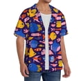 thumbnail image 2 of KLL Cute Flat Hand Drawn Fishes Print Men's Shirt Short Sleeve Button Down Summer Cuba Beach Shirts- Small, 2 of 5