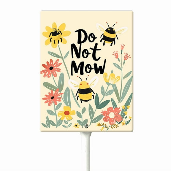 Do Not Mow Sign with Metal Stake 4.6 x 6 Inches No Mow May Yard Sign No Mow Signs Aluminum ​Garden Signs Outdoor for Lawn Yard Garden Decor, Easy to Install