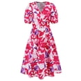 thumbnail image 4 of TJAZFJPA Robe Noire Femme Robe Élégante Décontractée à Col en V Imprimé Bohème Taille Haute Robe Trapèze Robes en Soie pour Femme Robe Gainante, 4 of 5