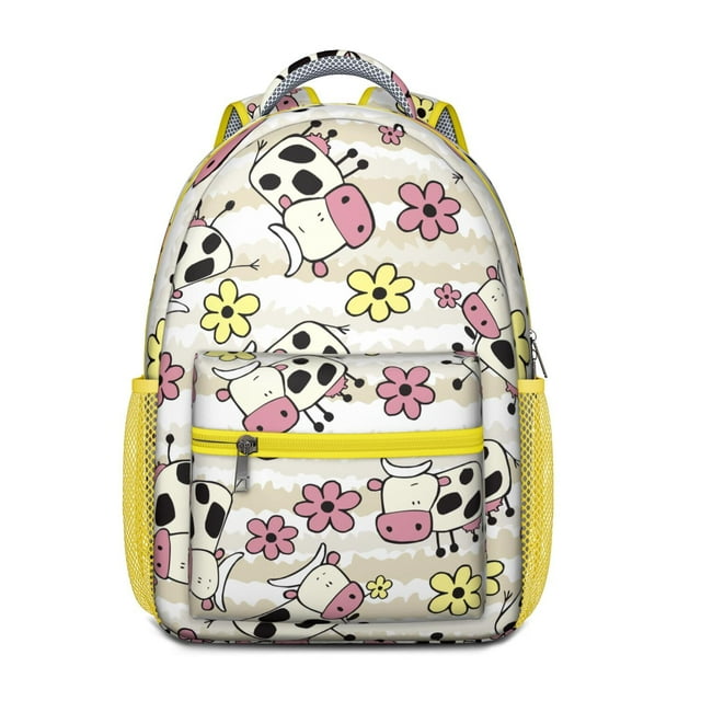 Highland Cow Lovers Backpack – Adorable Bull and Buffalo Print Pattern Schoolbag with Rustic Farm Design