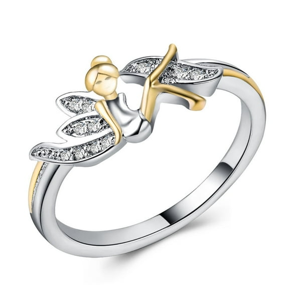Fairy Wings Angel Ring for Women Cz Gold Plated Ginger Lyne Collection