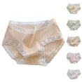 thumbnail image 2 of Xfvqtps Teen Girls Underwear Cotton Soft Comfortable Widen Edges Lace Leaf Pattern Panties Briefs for 9-12 Years Khaki, 2 of 3