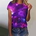 thumbnail image 3 of Women's T-shirts 2025 New Starry Sky Print Shirts Summer Short Sleeve Top Casual Round Neck Blouses Loose Pullover Tops Style 07 L, 3 of 5