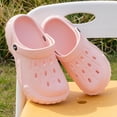 thumbnail image 3 of Lusa Summer Beach Lightweight Kids Slippers with Holes Solid Color Comfortable Soft Sole Non- Sandals for Boys and Girls Casual Outdoor Play Cool Shoes Pink 10-10.5 Years, 3 of 5