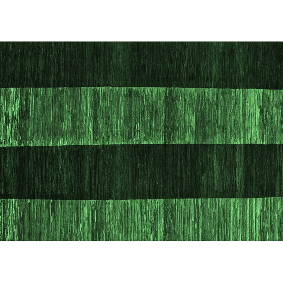 Ahgly Company Indoor Rectangle Abstract Emerald Green Modern Area Rugs, 2' x 5'