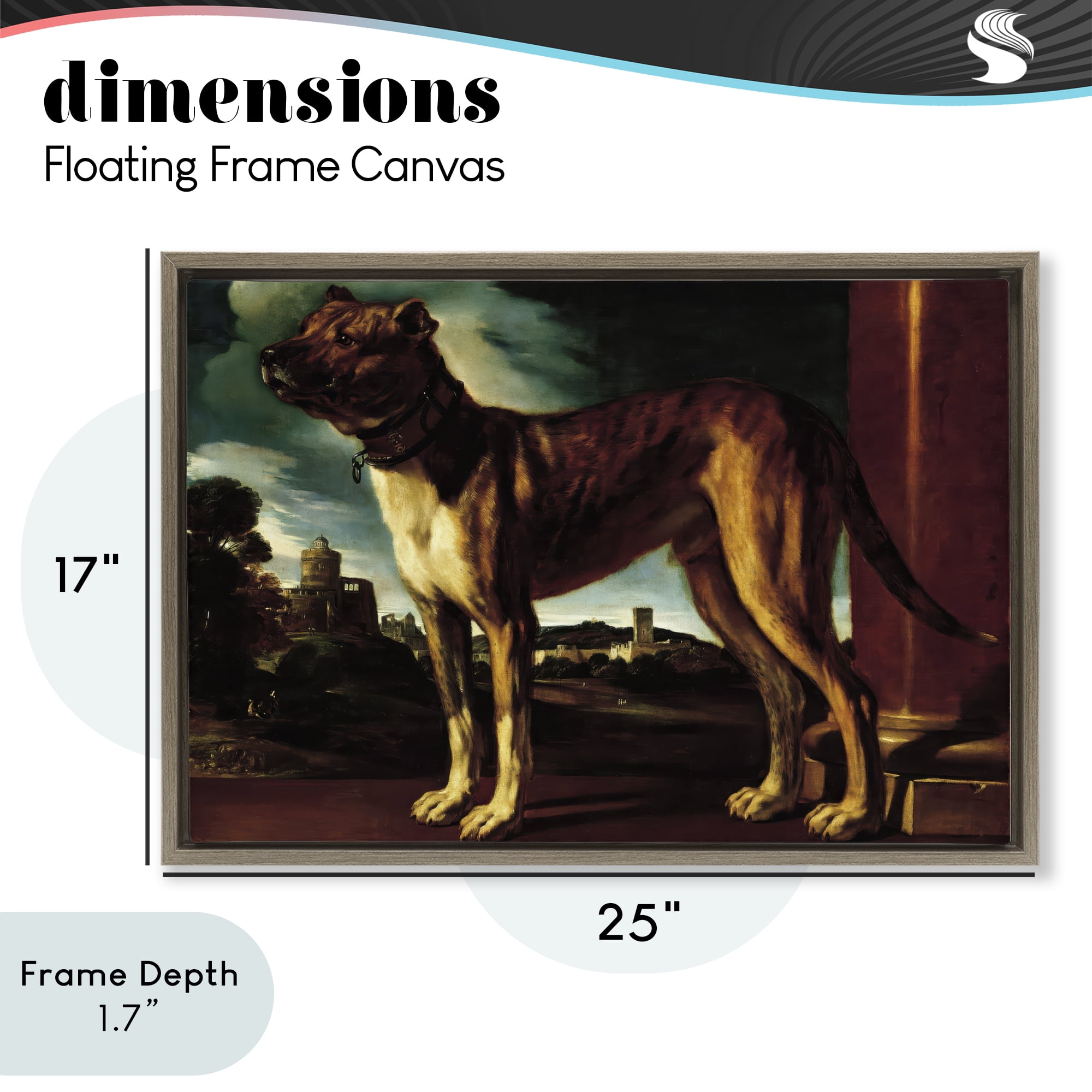 Stupell Industries Historical Aldrovani Dog Brown Framed Floater Canvas Wall Art, design by Lil' Rue