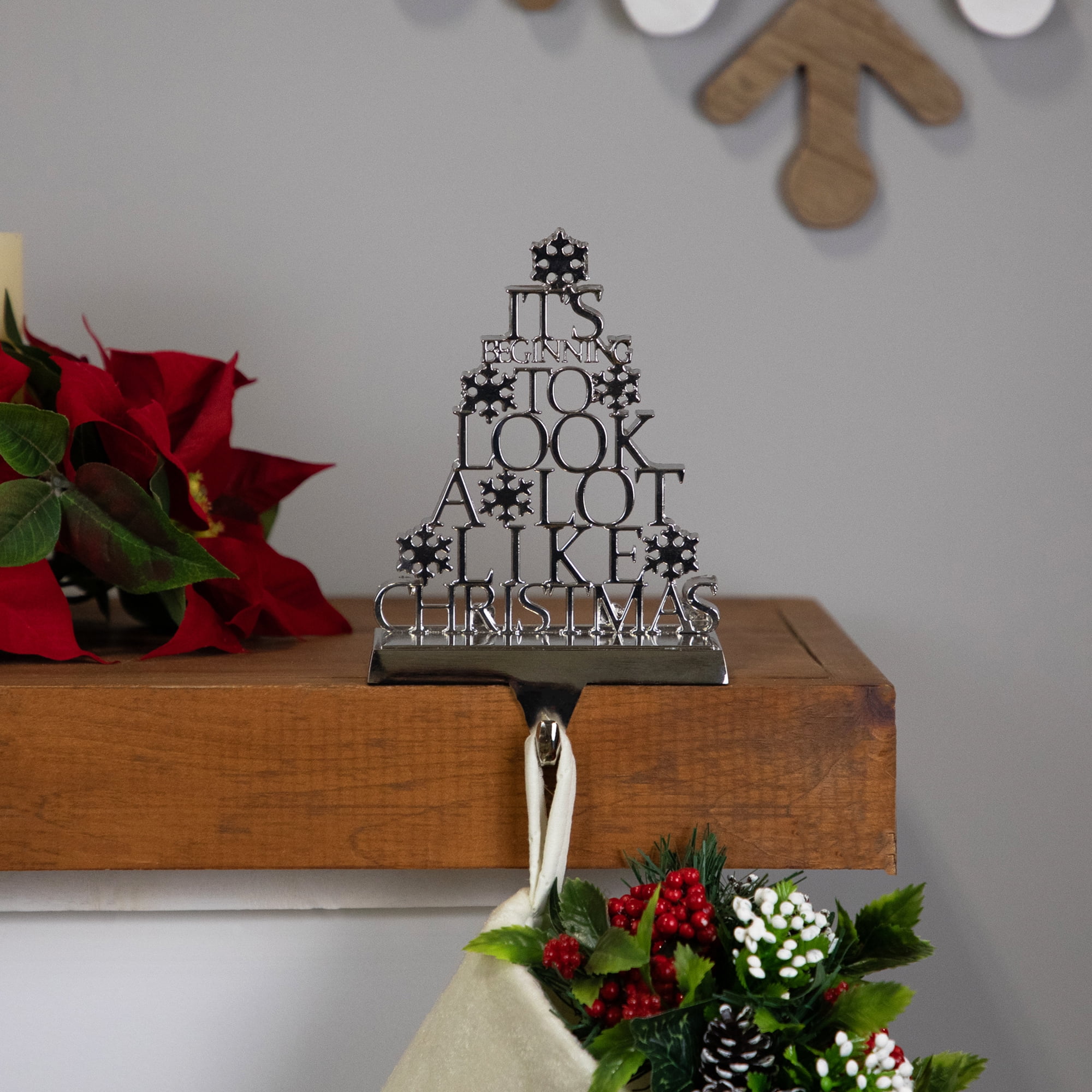 Northlight "It's Beginning to Look a Lot Like Christmas" Metal Tree Stocking Holder - 6.5"