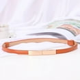 thumbnail image 2 of Women Ladies Fashion Leather Square Metal Buckle Belt Waist Multi Color Slim Faux Leather Waistband Belt, 2 of 6