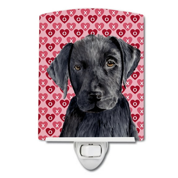 Labrador Black Hearts Love Valentine Ceramic Night Light