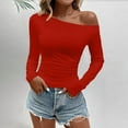 thumbnail image 4 of Womens Blouse Off Shoulder Long Sleeve Slim Crop Going Out Sexy Trendy Tops, 4 of 9