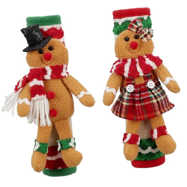 Paquete de 2 fundas navideñas para manijas de refrigerador para microondas, protectores multiusos para manijas de puertas, lavables, fáciles de usar,