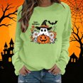 thumbnail image 2 of Women's Long Sleeve Crew Neck Sweatshirt Halloween Cute Ghost Pumpkin Graphic Relaxed Fit Casual Holiday Pullover Tops, 2 of 5
