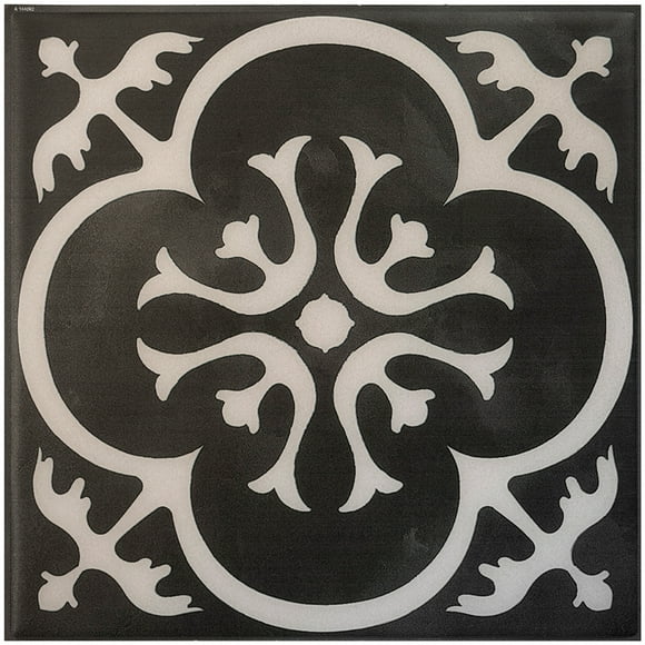 Smart Tiles Peel and Stick Backsplash Wall Tiles, Vintage Black, Beige, 4pcs, 7.75in x 7.75in