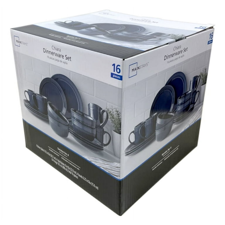 チャーリー 16本セット Mainstays Stoneware Dinnerware Set 16-Piece Service for 4 Navy and