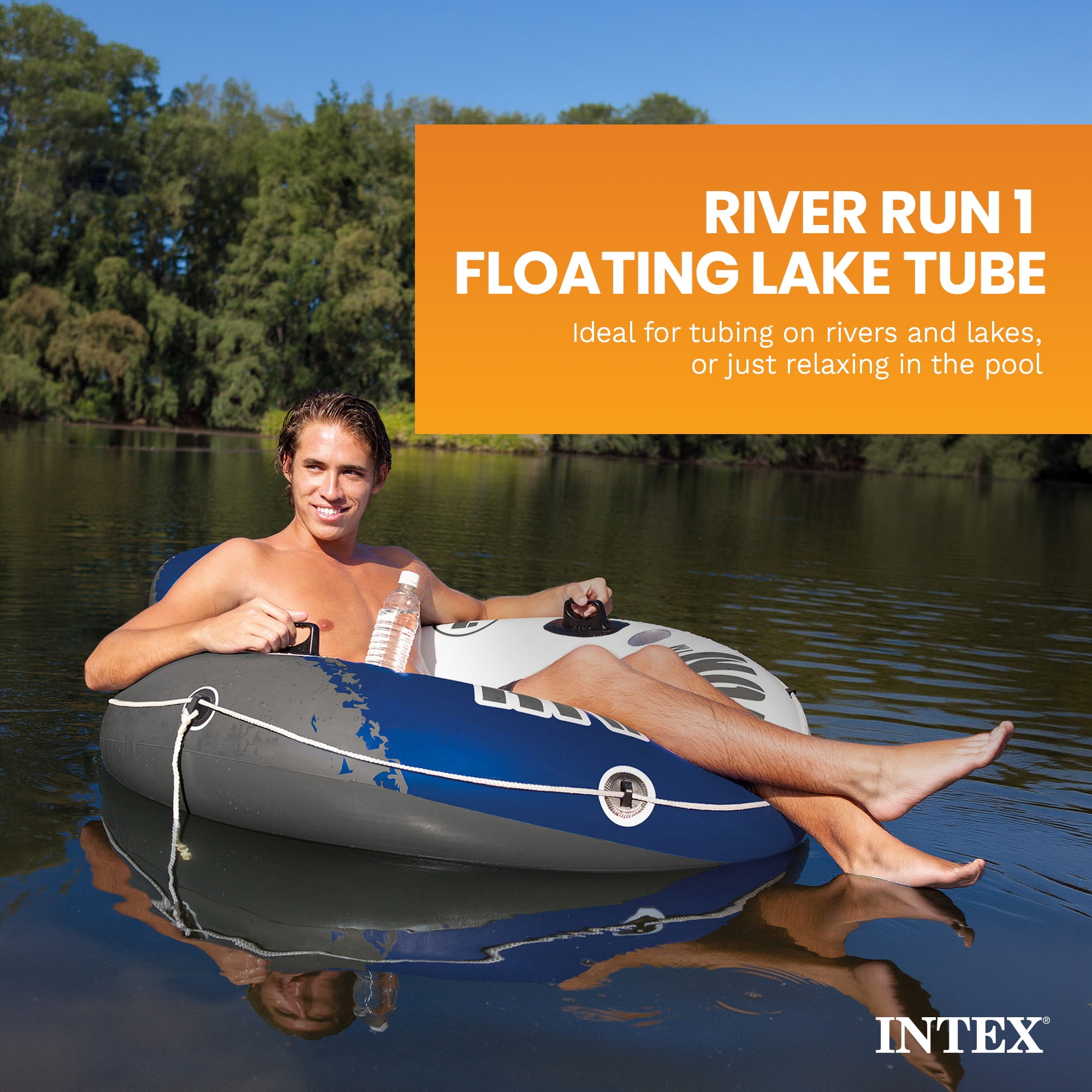 Intex River Run 1 Person Inflatable Floating Tube Lake/Pool/Ocean Raft (8 Pack)