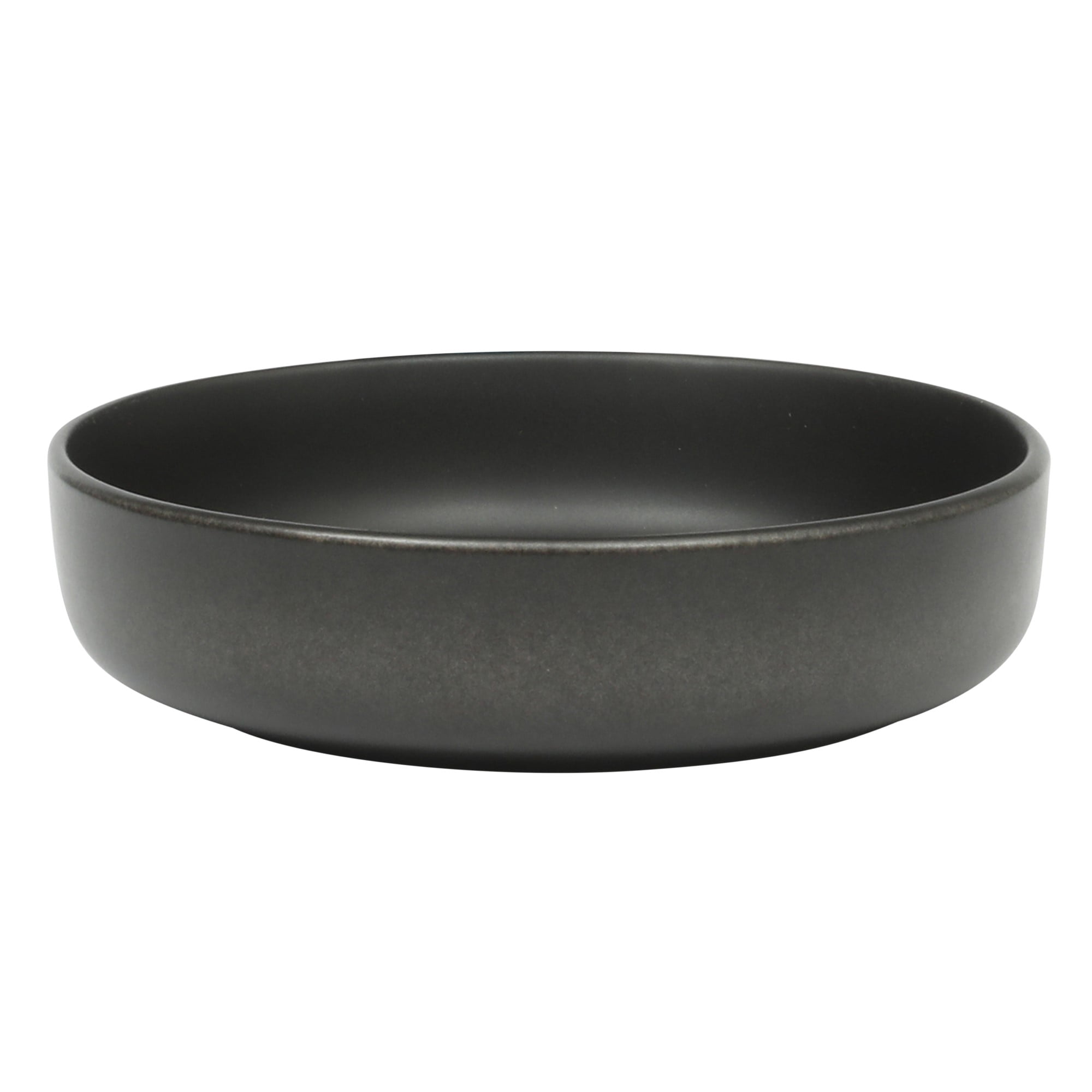 Gibson Soho Lounge Pasco 16 Piece (Service for 4) Plates and Bowls Double Bowl Reactive Glaze Dishes Stoneware Ceramic Dinnerware Set - Black
