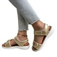 thumbnail image 5 of Sandals for Women 2025 Flat Heel Open Toe Summer Trendy Solid Color Ankle Strap Women Footwear Causal Summer Dressy Beach Shoes for Women Gold 6.5, 5 of 9