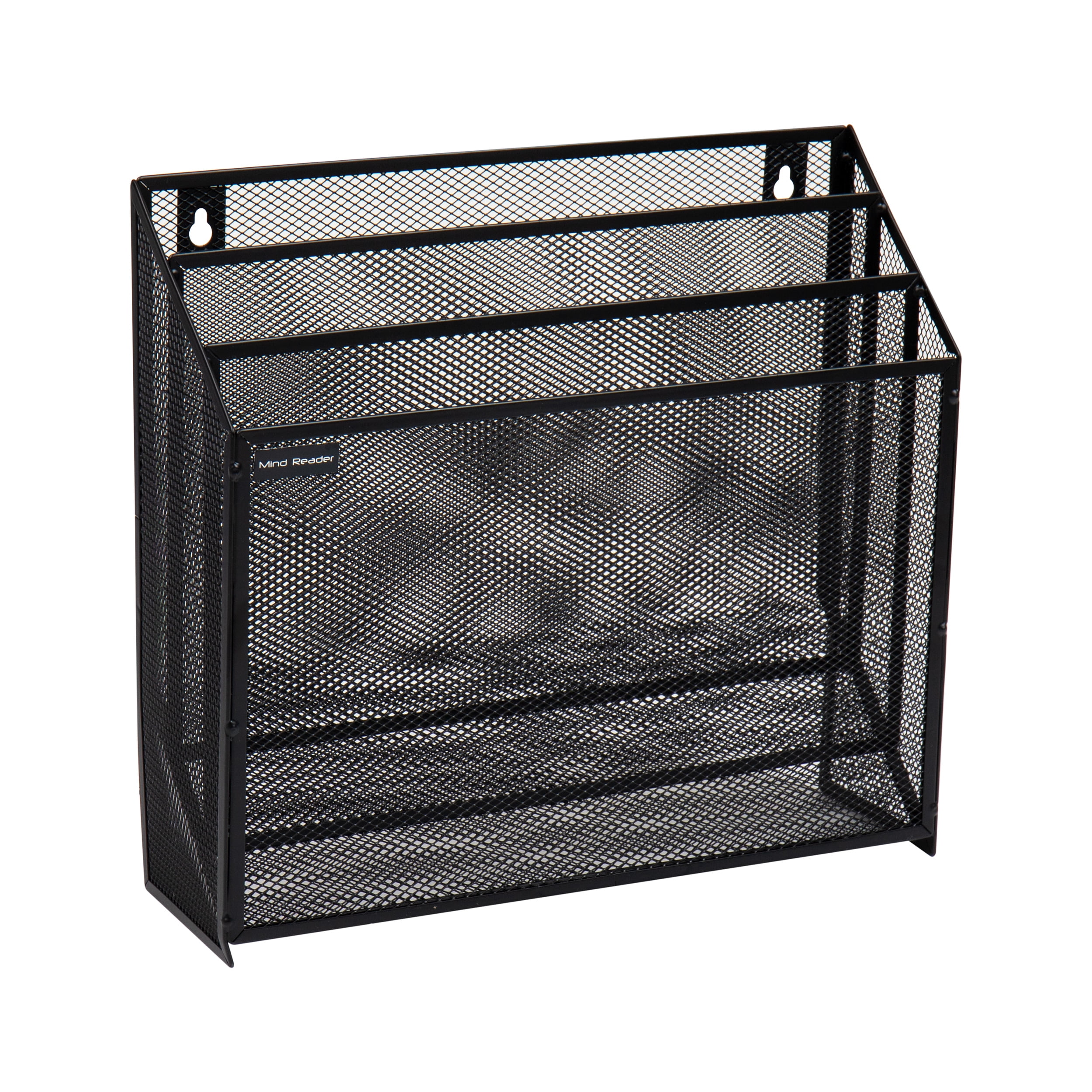 Mind Reader Vertical File Desktop Organizer, Wall Mount, Metal, 12.5"L x 3.75"W x 11.5"Height, Black