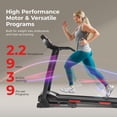 thumbnail image 4 of Sunny Health & Fitness Tapis de Course Intelligent Pliable à Inclinaison Réglable avec Moniteur Numérique, Absorption des Chocs, Capteurs de Pouls, Commandes Intégrées sur les Rampes, Lien Bluetooth A, 4 of 6
