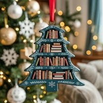 karymi Lover Christmas Tree Ornament Wooden Literary Decoration Gift for Readers Librarians Teachers Gift Ideas